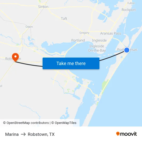 Marina to Robstown, TX map