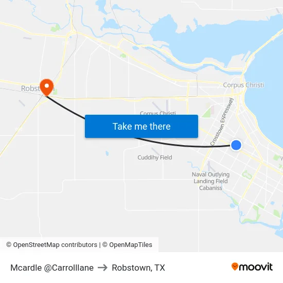 Mcardle @Carrolllane to Robstown, TX map