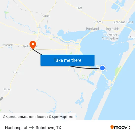 Nashospital to Robstown, TX map