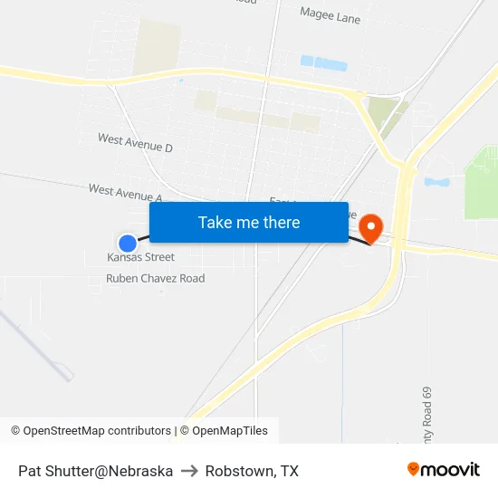 Pat Shutter@Nebraska to Robstown, TX map