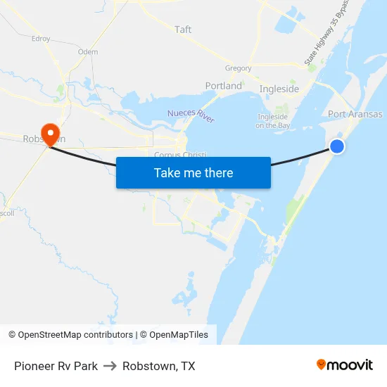 Pioneer Rv Park to Robstown, TX map