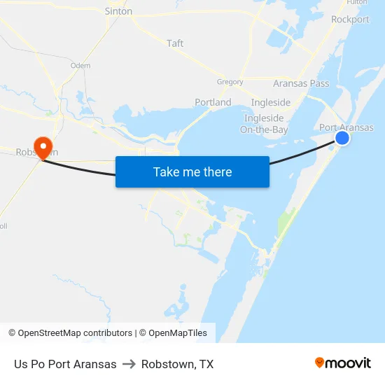 Us Po Port Aransas to Robstown, TX map