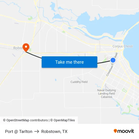 Port @ Tarlton to Robstown, TX map