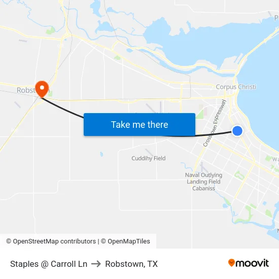 Staples @ Carroll Ln to Robstown, TX map
