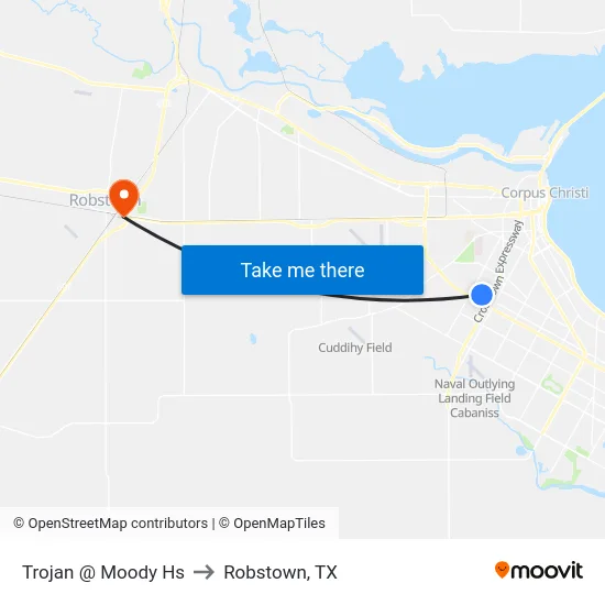 Trojan @ Moody Hs to Robstown, TX map