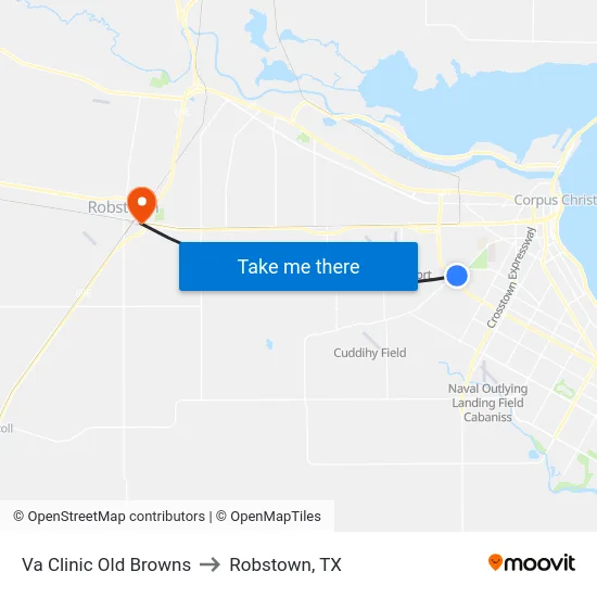 Va Clinic Old Browns to Robstown, TX map