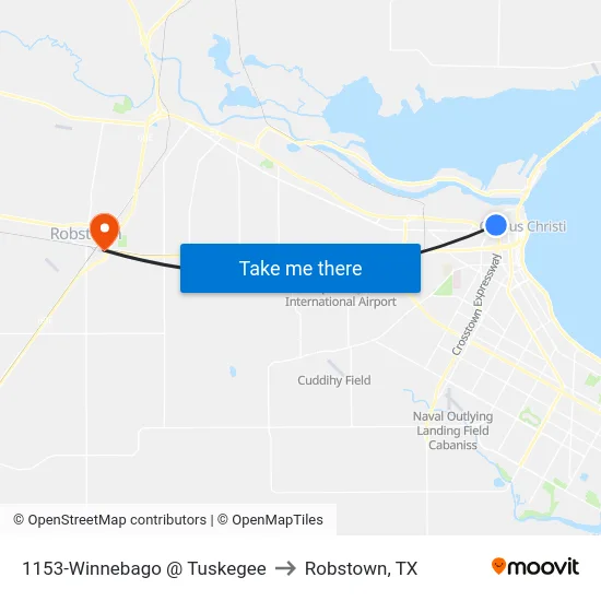 1153-Winnebago @ Tuskegee to Robstown, TX map