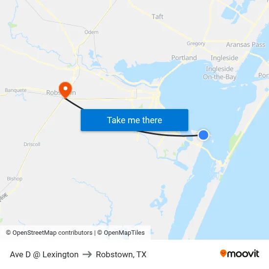 Ave D @ Lexington to Robstown, TX map
