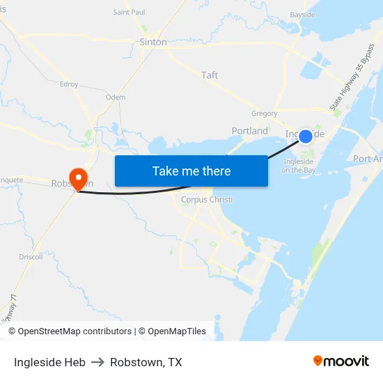 Ingleside Heb to Robstown, TX map
