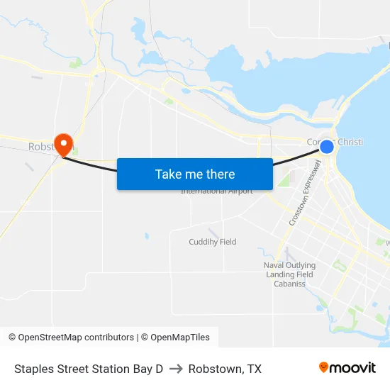 Staples Street Station Bay D to Robstown, TX map