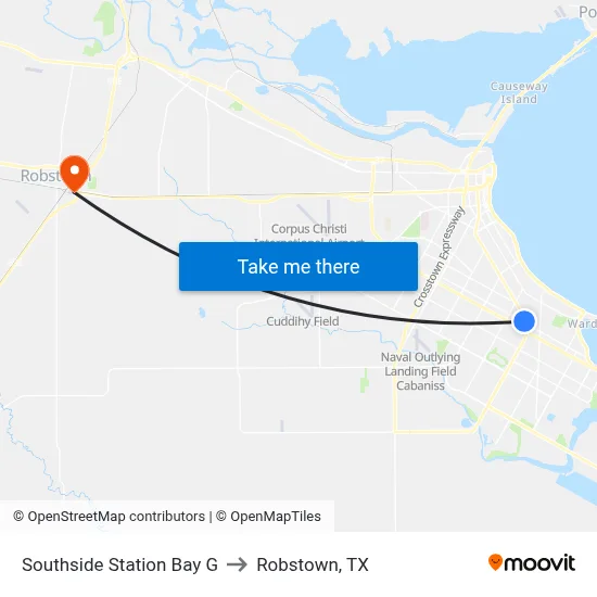 Southside Station Bay G to Robstown, TX map