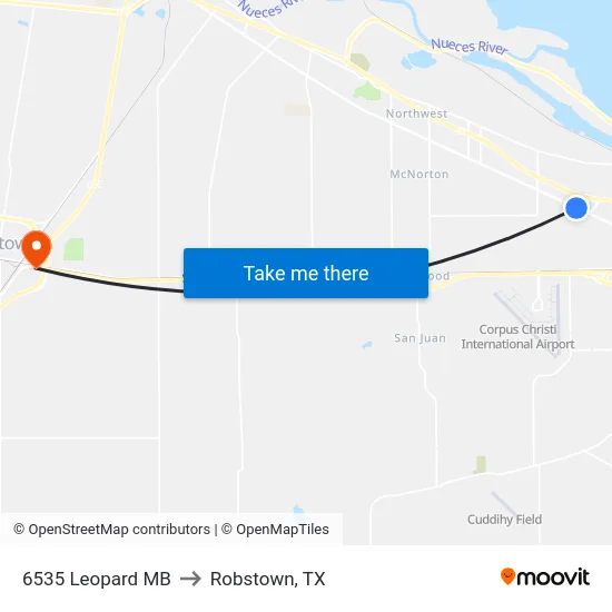 6535 Leopard MB to Robstown, TX map