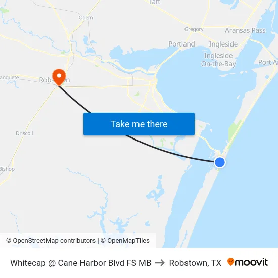 Whitecap @ Cane Harbor Blvd FS MB to Robstown, TX map