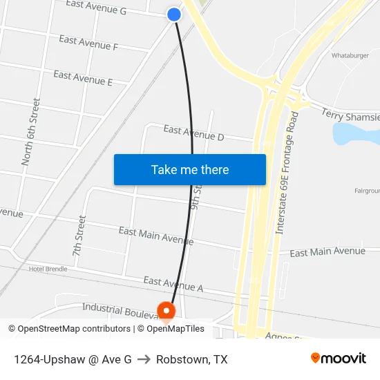 1264-Upshaw @ Ave G to Robstown, TX map