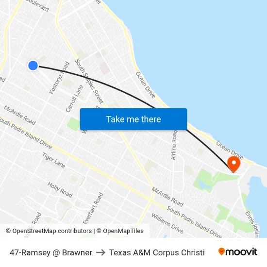 47-Ramsey @  Brawner to Texas A&M Corpus Christi map