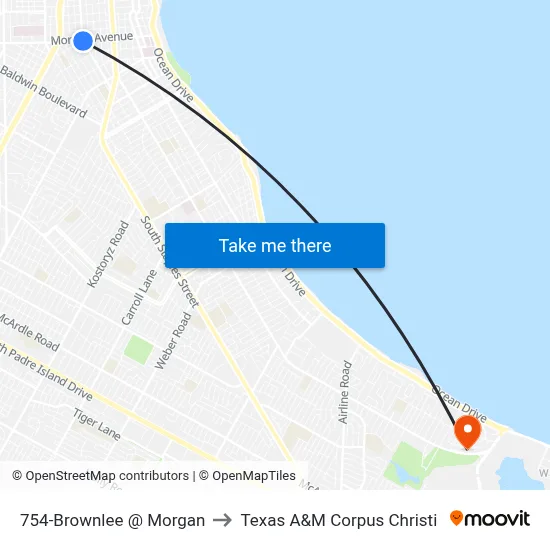 754-Brownlee @ Morgan to Texas A&M Corpus Christi map