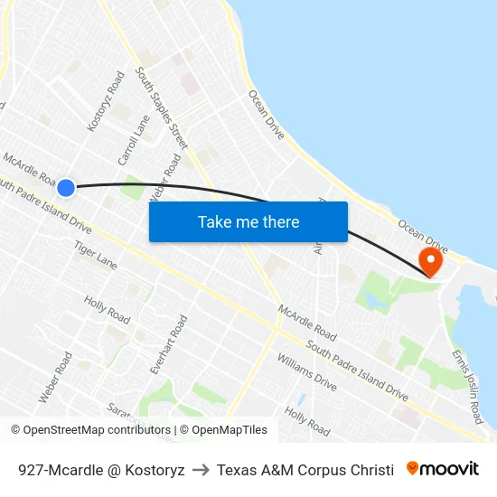 927-Mcardle @  Kostoryz to Texas A&M Corpus Christi map