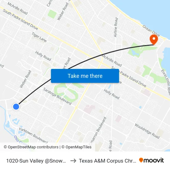 1020-Sun Valley @Snowbird to Texas A&M Corpus Christi map