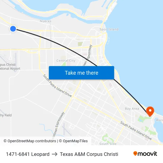 1471-6841 Leopard to Texas A&M Corpus Christi map