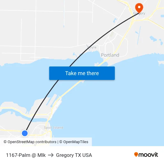 1167-Palm @ Mlk to Gregory TX USA map