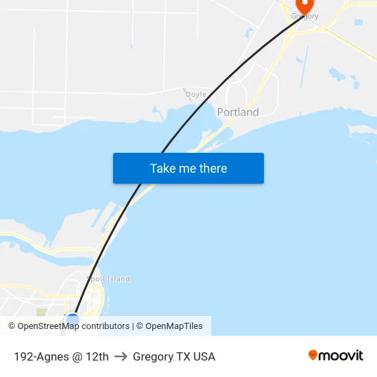192-Agnes @ 12th to Gregory TX USA map