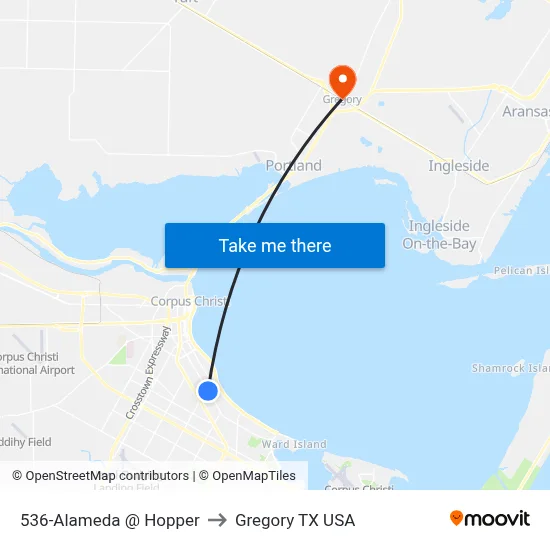 536-Alameda  @  Hopper to Gregory TX USA map