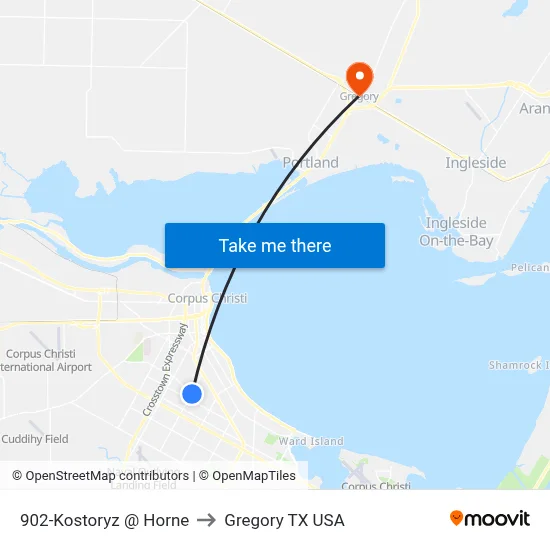 902-Kostoryz @ Horne to Gregory TX USA map