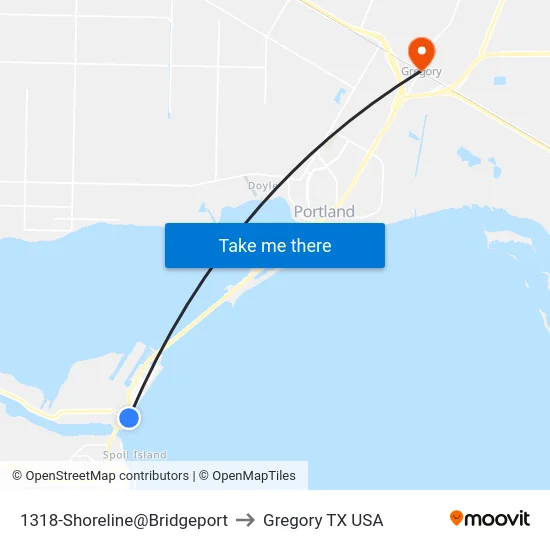 1318-Shoreline@Bridgeport to Gregory TX USA map