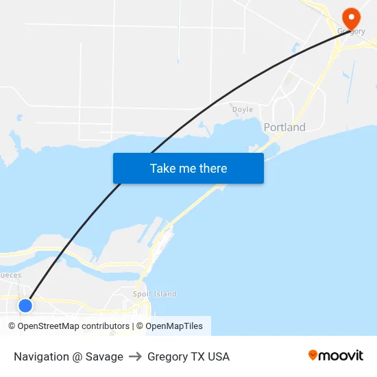 Navigation @ Savage to Gregory TX USA map