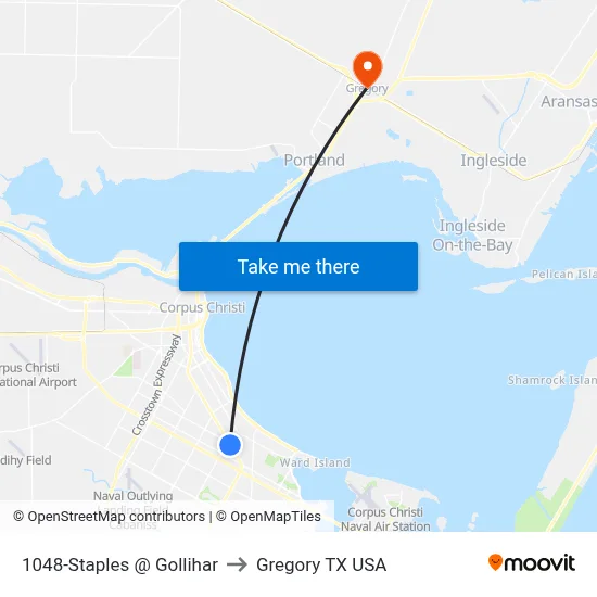 1048-Staples @ Gollihar to Gregory TX USA map