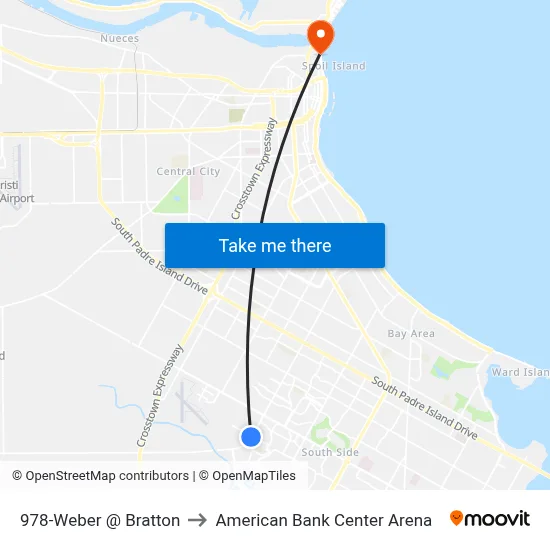 978-Weber @ Bratton to American Bank Center Arena map