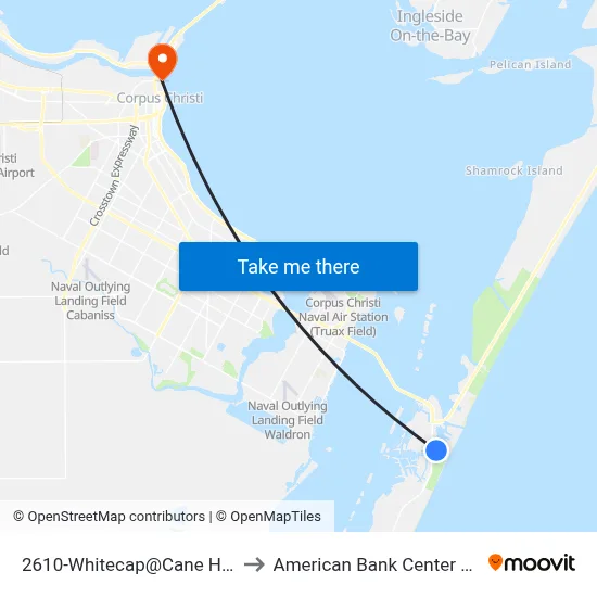 2610-Whitecap@Cane Harbor to American Bank Center Arena map