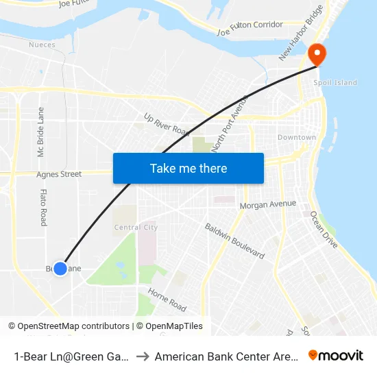 1-Bear Ln@Green Gate to American Bank Center Arena map