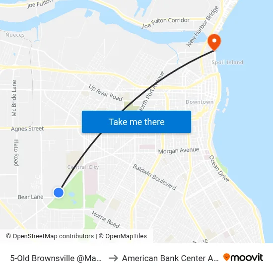 5-Old Brownsville @Manana to American Bank Center Arena map