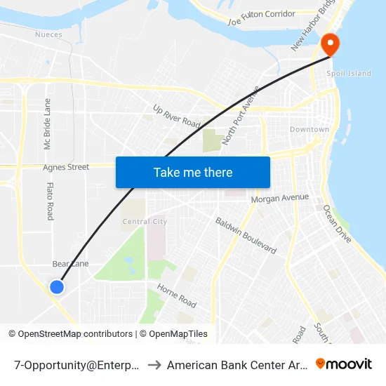 7-Opportunity@Enterprize to American Bank Center Arena map