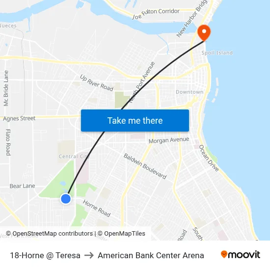 18-Horne  @  Teresa to American Bank Center Arena map