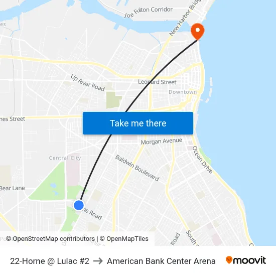 22-Horne  @  Lulac #2 to American Bank Center Arena map