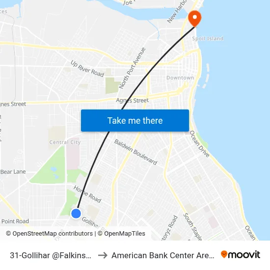 31-Gollihar  @Falkinson to American Bank Center Arena map