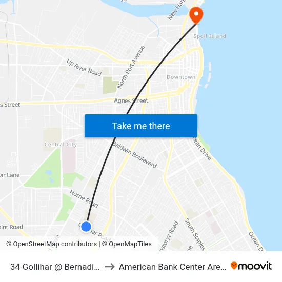 34-Gollihar @ Bernadino to American Bank Center Arena map