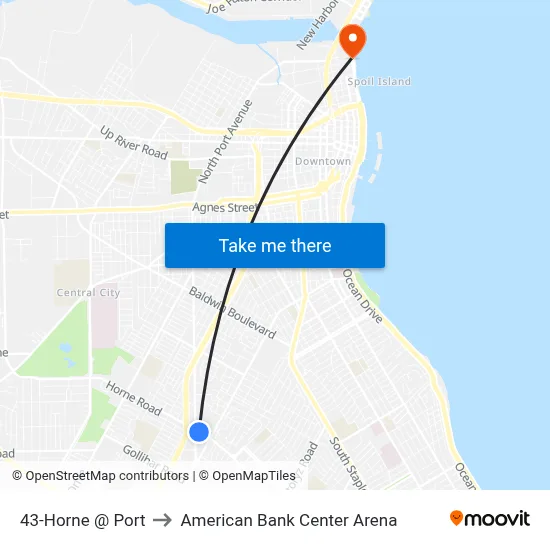 43-Horne @ Port to American Bank Center Arena map