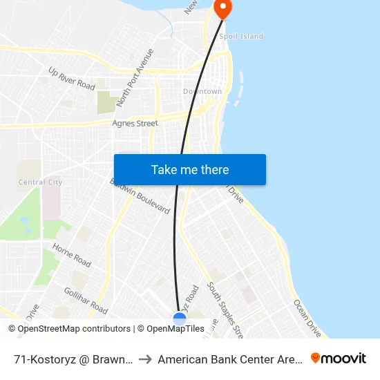 71-Kostoryz @ Brawner to American Bank Center Arena map