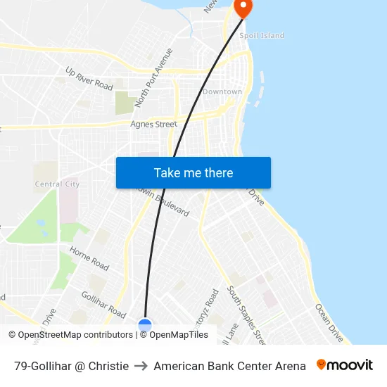79-Gollihar @ Christie to American Bank Center Arena map