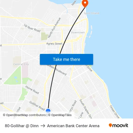 80-Gollihar  @  Dinn to American Bank Center Arena map