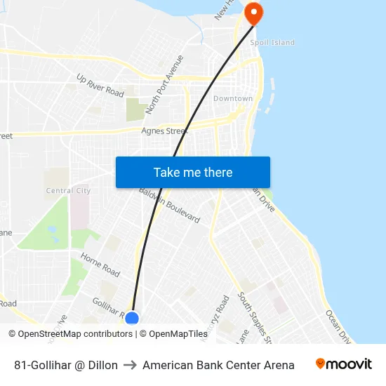 81-Gollihar  @  Dillon to American Bank Center Arena map