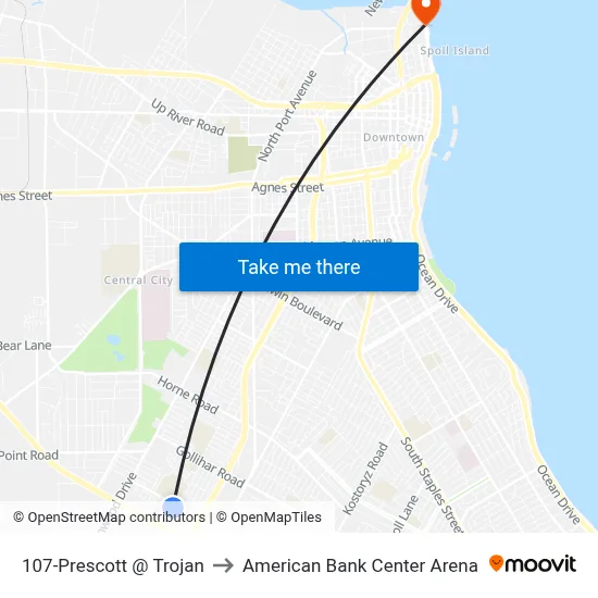 107-Prescott @ Trojan to American Bank Center Arena map