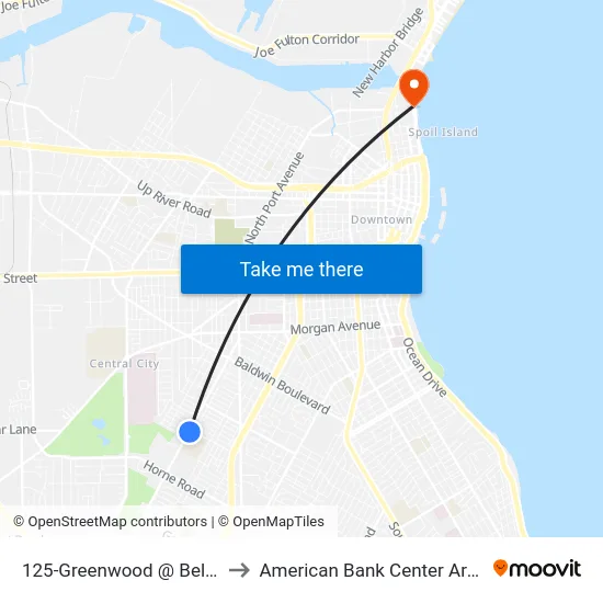 125-Greenwood  @  Belton to American Bank Center Arena map