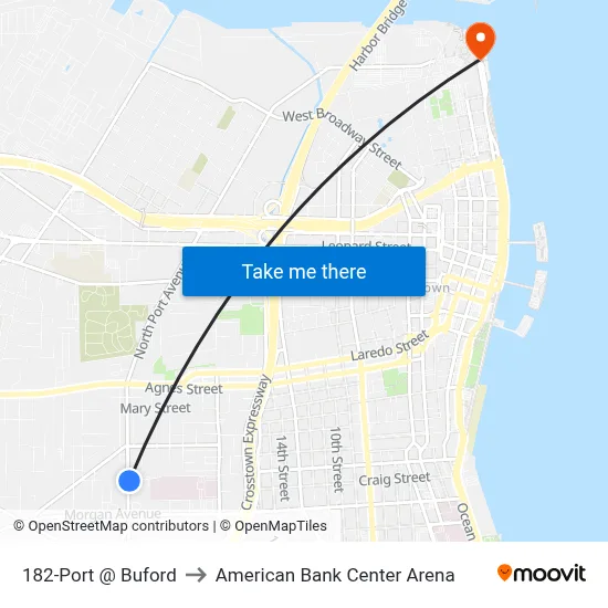 182-Port  @  Buford to American Bank Center Arena map