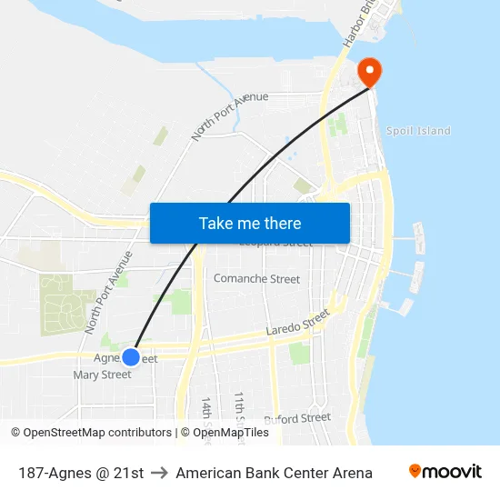 187-Agnes  @  21st to American Bank Center Arena map