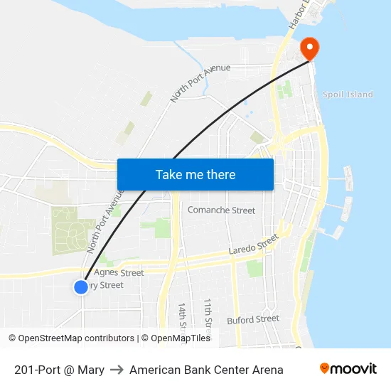 201-Port @ Mary to American Bank Center Arena map