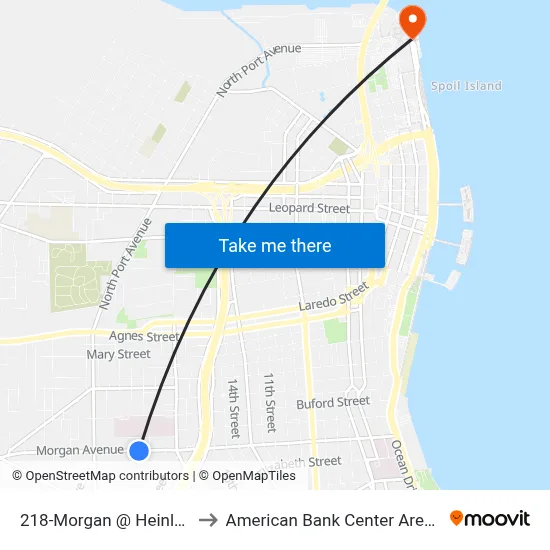 218-Morgan  @  Heinley to American Bank Center Arena map